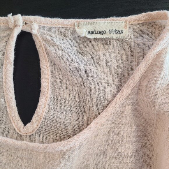 Flamingo Urban Cotton Blend Gauze Dress Minimalist Lagenlook Made in USA Small - Picture 3 of 10